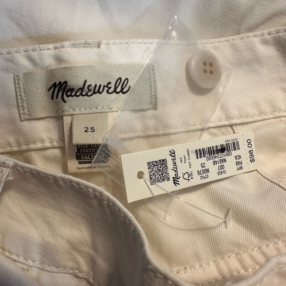 Madewell Griff Superwide Leg Cargo Pants Vintage Canvas Cream size 25 NWT - Picture 9 of 12